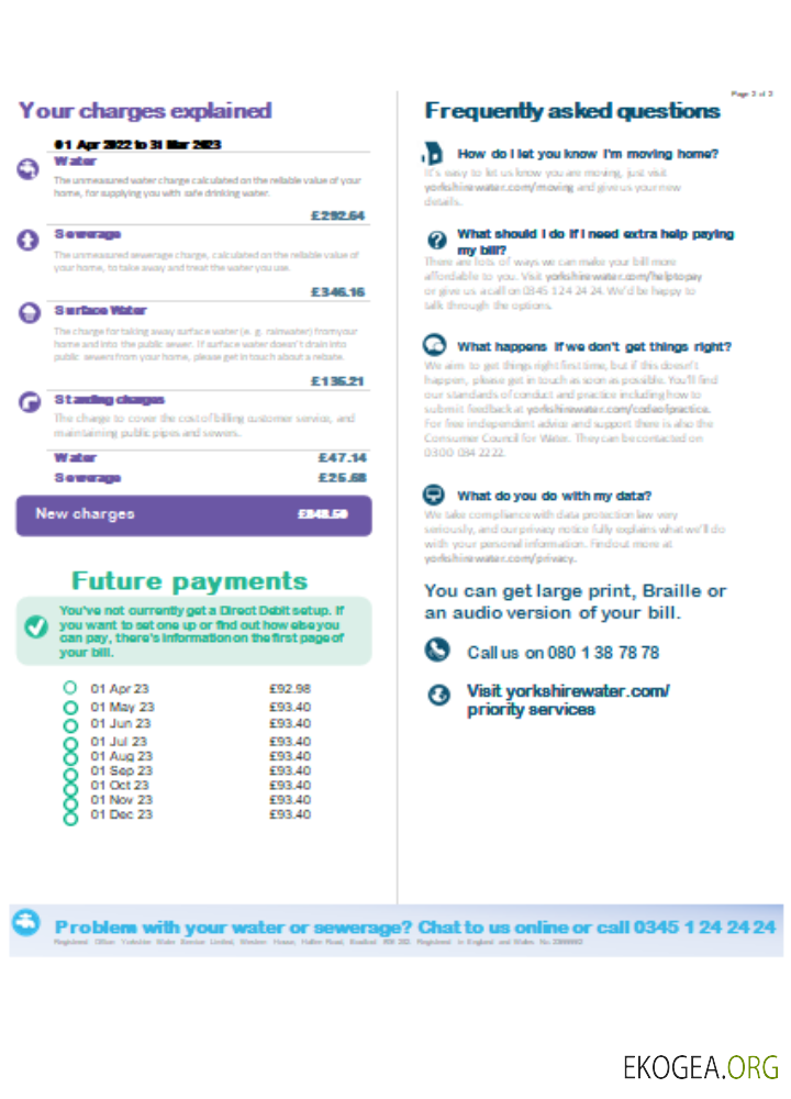 Projet de loi sur les services publics des eaux du Yorkshire, page 2 SCR